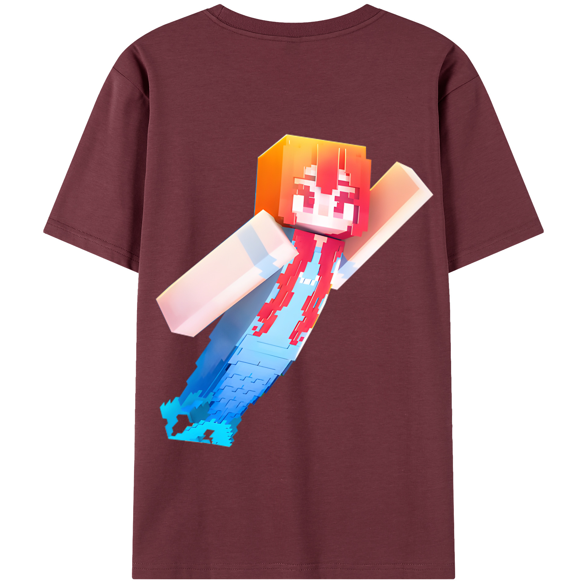 （画像用） マインクラフト ブロックの世界 Minecraft MC Block world 綿100％半袖Tシャツ（背面プリント）